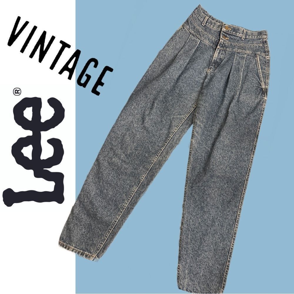 Lee 1980’s Vintage Acid Washed Pleated Tapered Leg Mom Jeans - Size‎ 12 Long